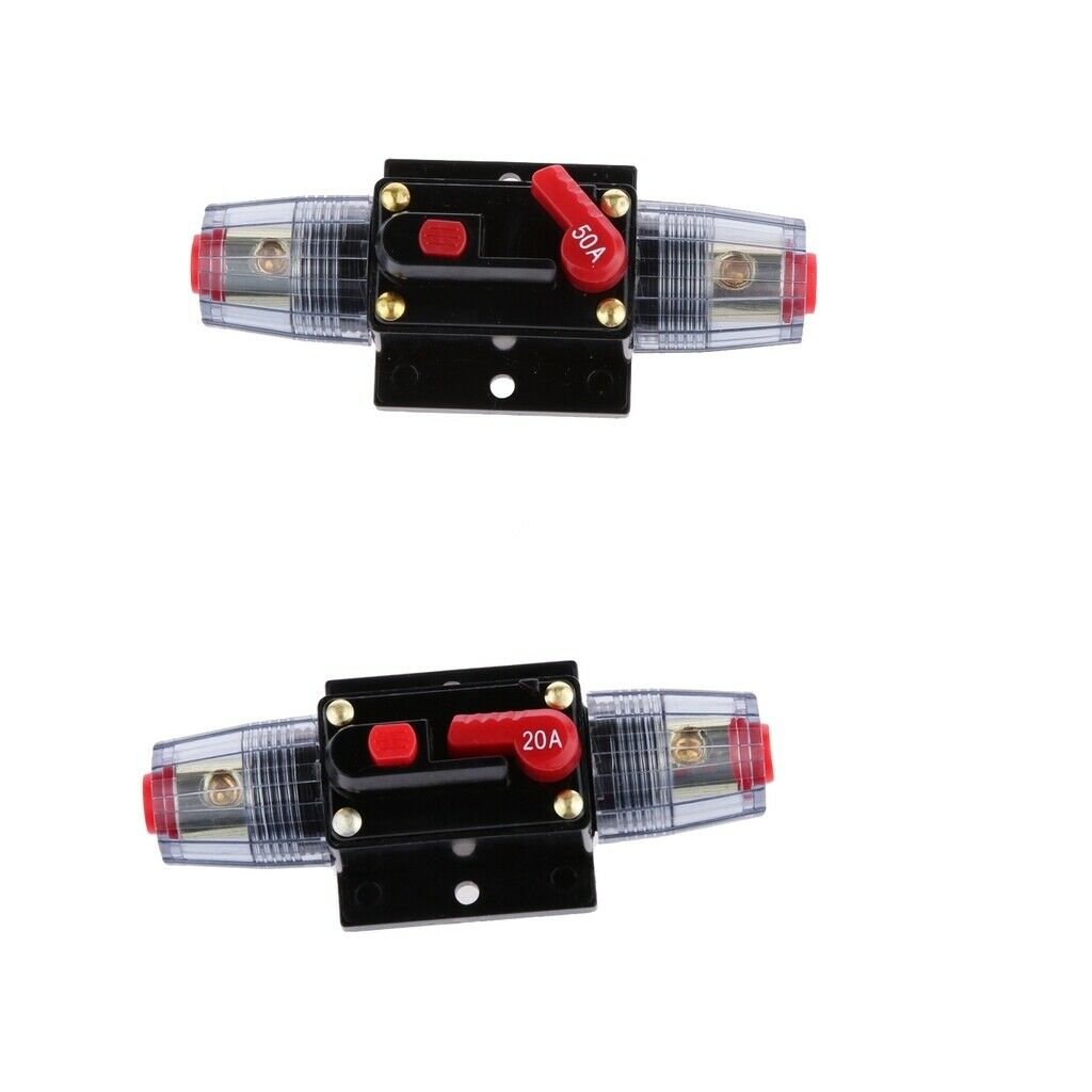 2x 12-24V Car Auto Boat Audio Fuse Holder 50A&20A Auto Reset Circuit Breaker