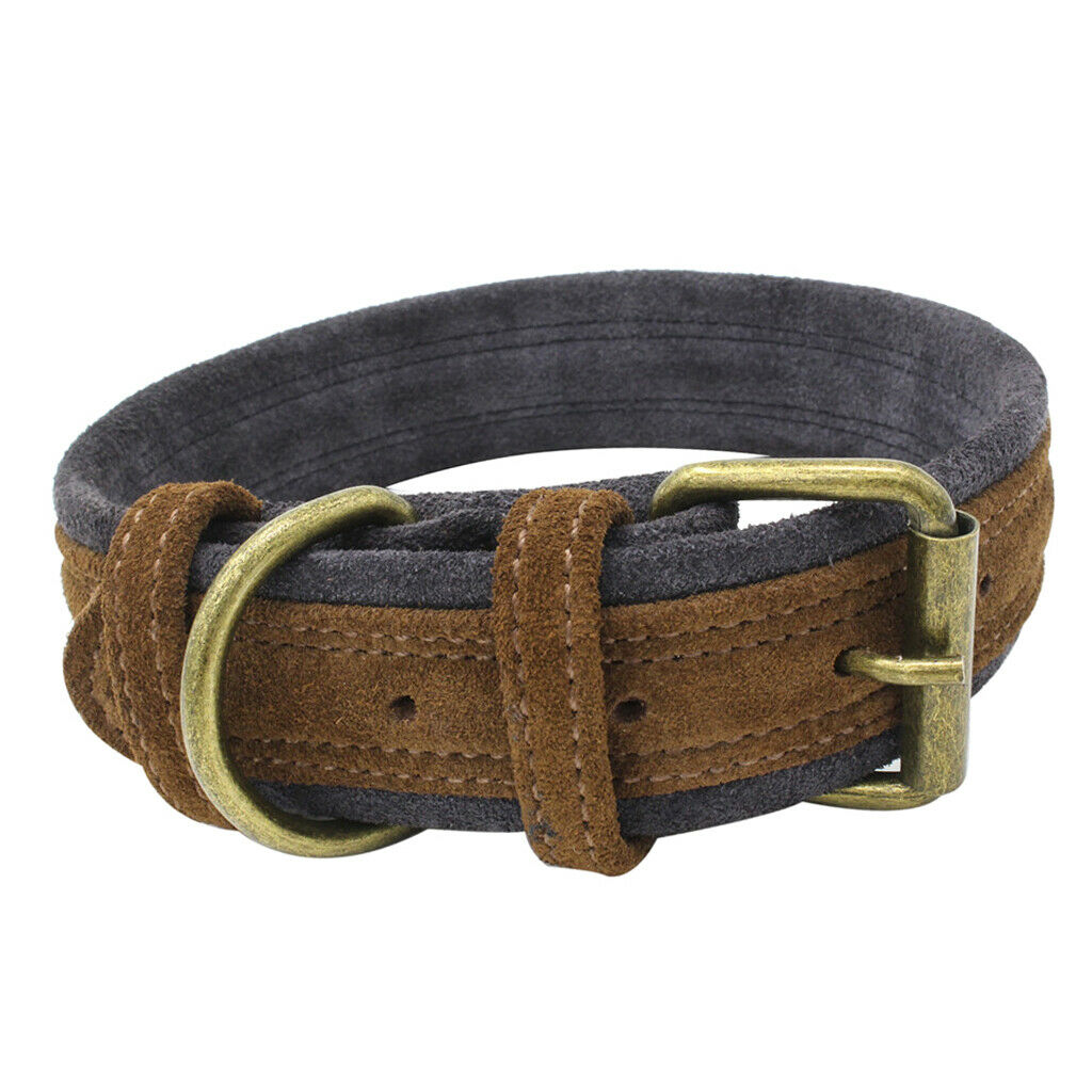 Traditional Brown/Red/Blue Adjustable Leather Pet Dog Collar Brown