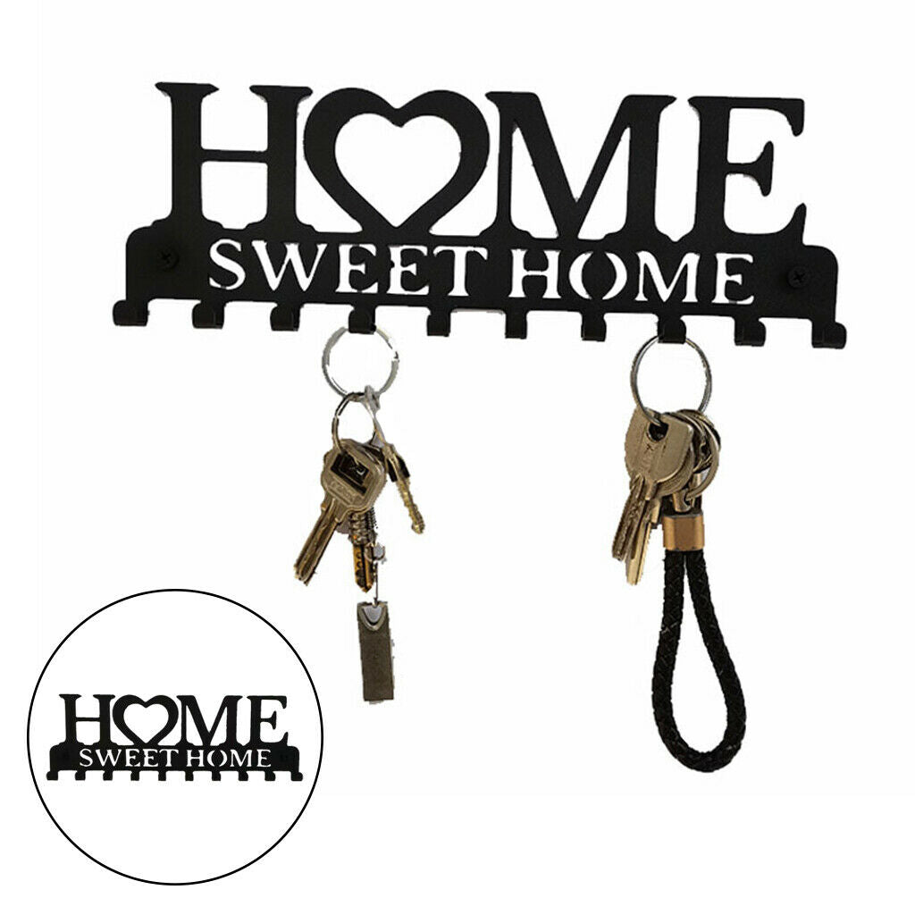 Key Holder Hanger 10 Hooks Hat Rack Kitchen Wall Mounted Decor Home Storage