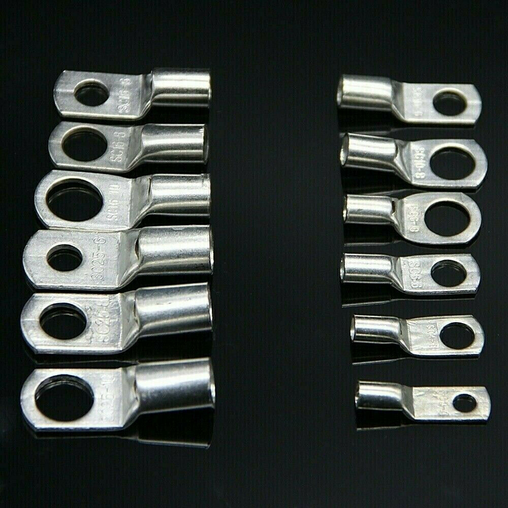 170PCS Battery Copper Cable Lugs Electrical Wire Connectors Crimp Ring Terminals