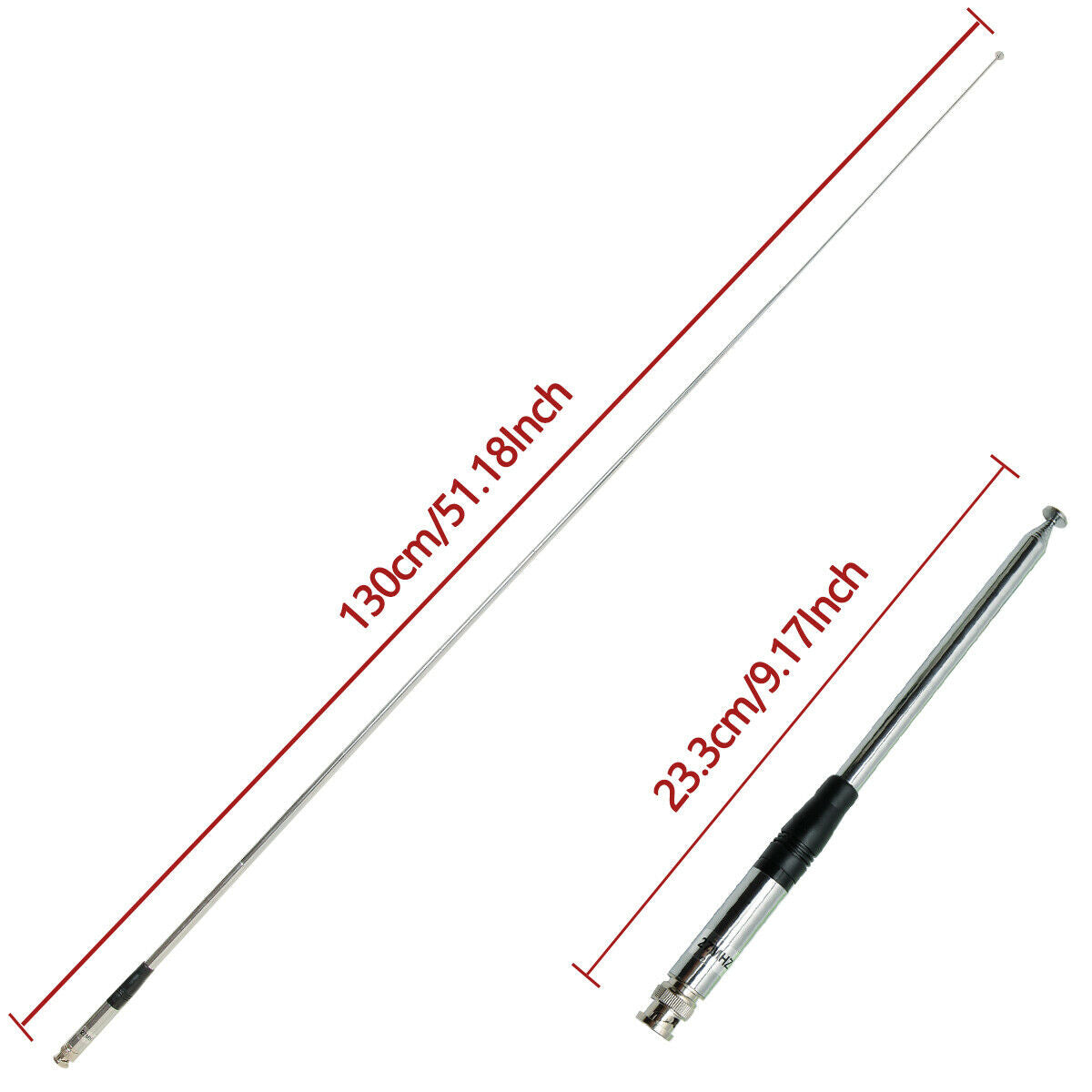 2 x 27Mhz BNC Telescopic 23/130cm Antenna for Handheld/Portable CB Walkie Talkie