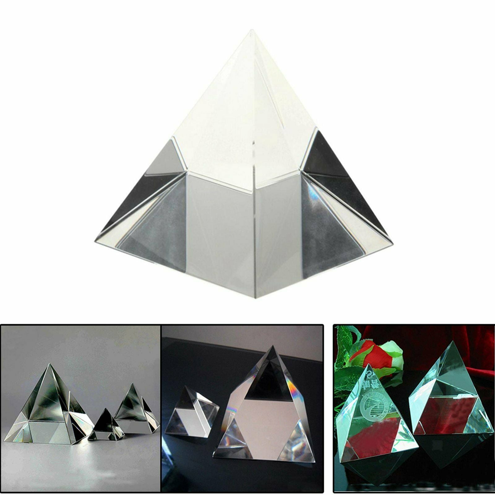 Clear Crystal Pyramid Prism Home Decor Paperweight Experiment Instrument