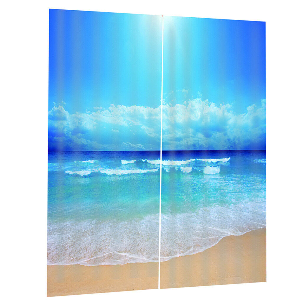 Seaside Scenery Landscape Blackout Curtains for Living Room Style-3