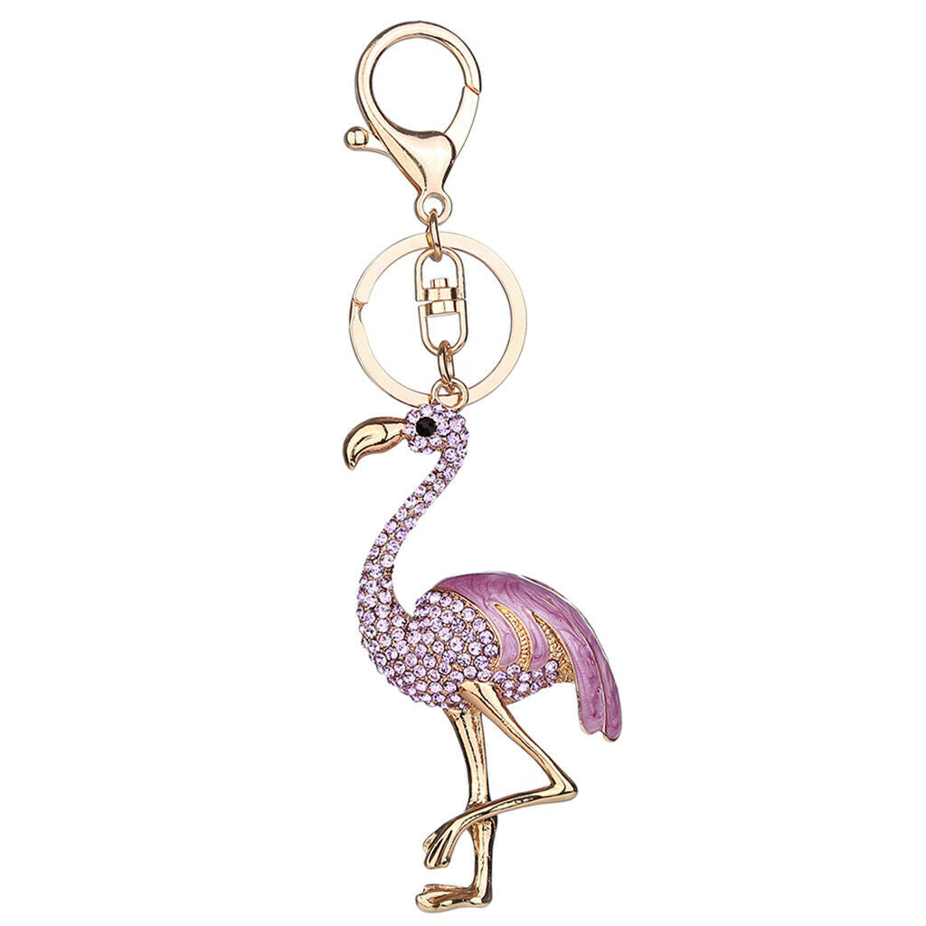 Fashion Key Ring Chain Keychain Car Handbag Purse Keyring Gift Purple Flamingo