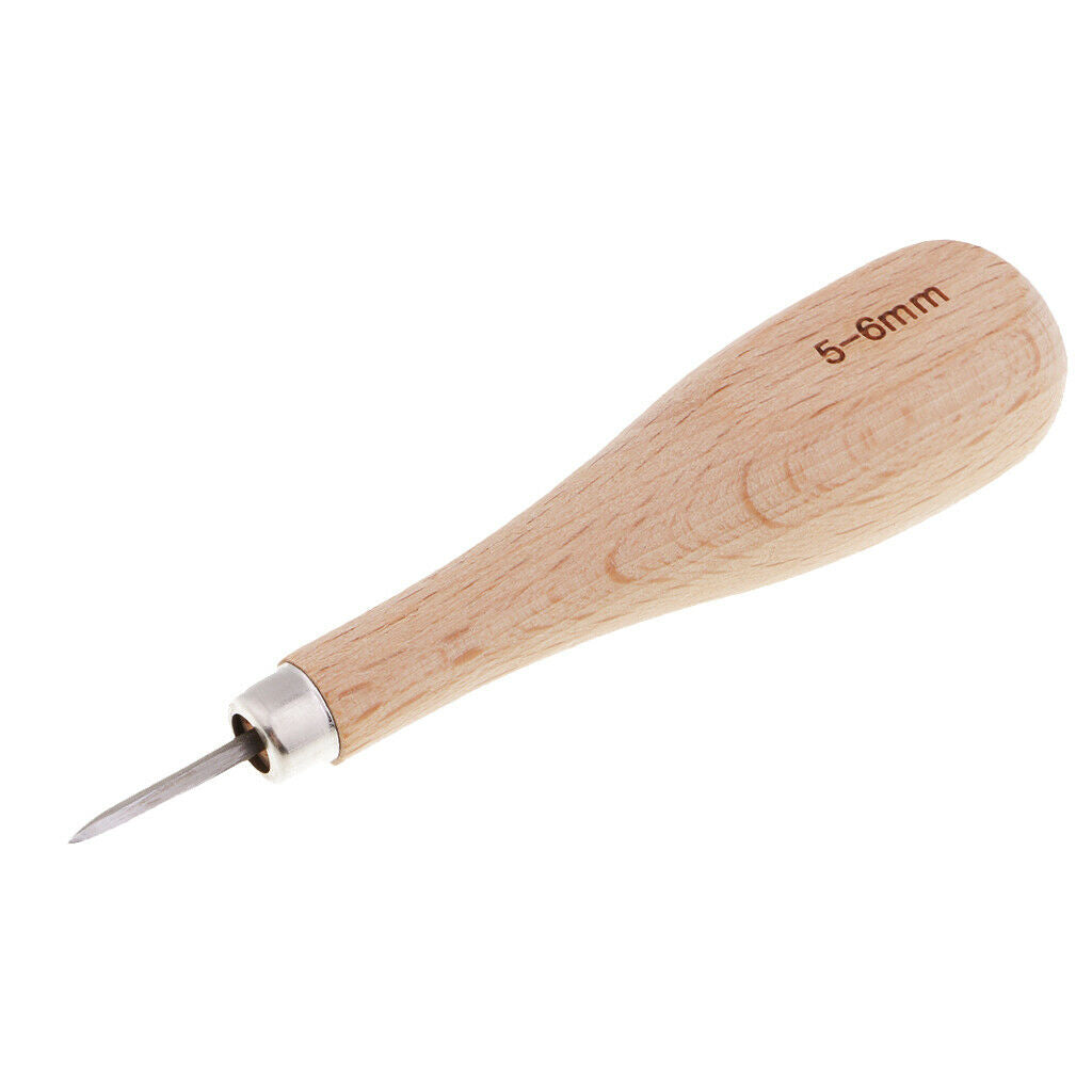 Professional 3 Pcs / Set Leather Tool Wooden Handle Steel Awl for
