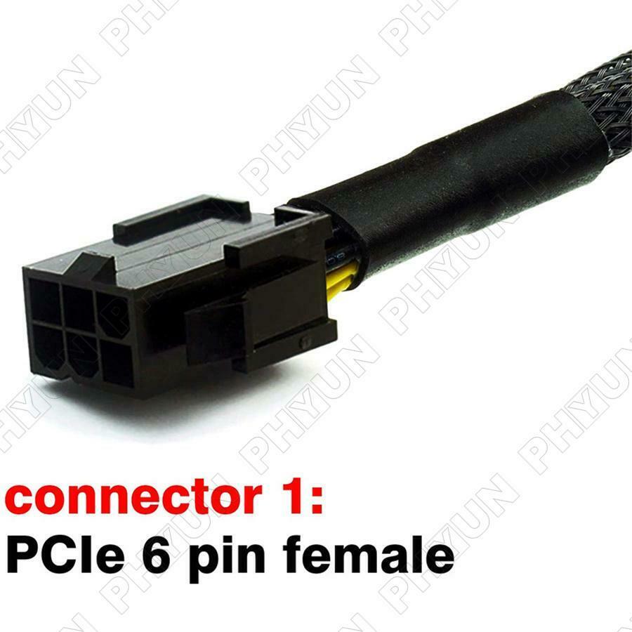 Black Sleeved PCI Express Splitter Cable 6-Pin To 2X PCI Express 6+2-Pin 18AWG