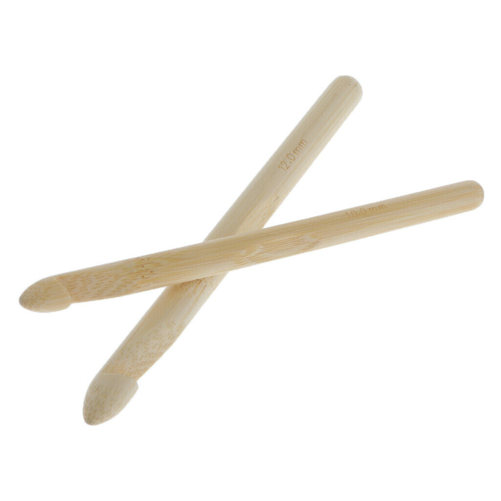 2x Wooden Crochet Hooks Needlework Chunky Yarn Needle DIY Crocheting for Adults