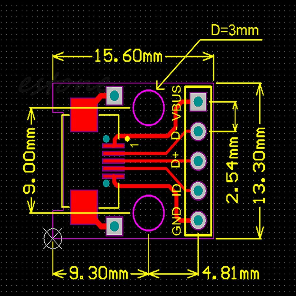 5pcs micro usb to dip adapter 5pin female connector b type pcb converter