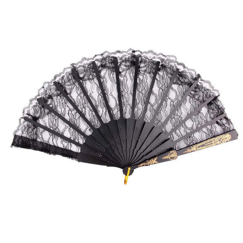 Spanish Lace Flower Silk Folding Wedding Prom Party Hand Held Dance Fans HoDD