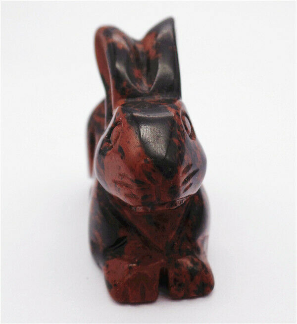 54x45x20mm Natural Mahogany Obsidian Carved Rabbit Decoration Statue HH7647