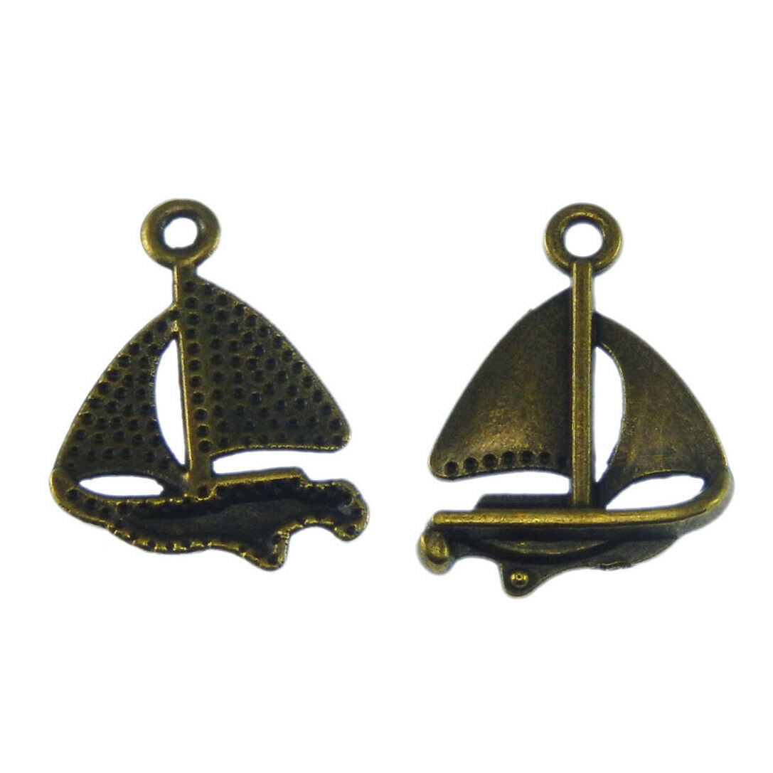 40 pcs Antiqued Bronze Alloy Sailboat Charm 20x18 mm Pendant Findings DIY
