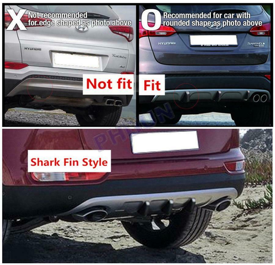 4Pcs Car Rear Bumper Lips Diffuser Carbon Fiber Shark Fin Style Protector Lips