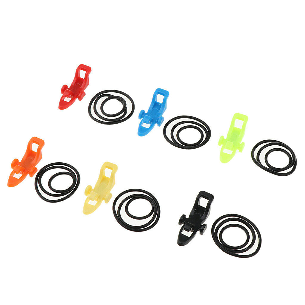 6pcs ABS Plastic Fishing Rod Hook Keeper Holder with Elastic Rubber Rings