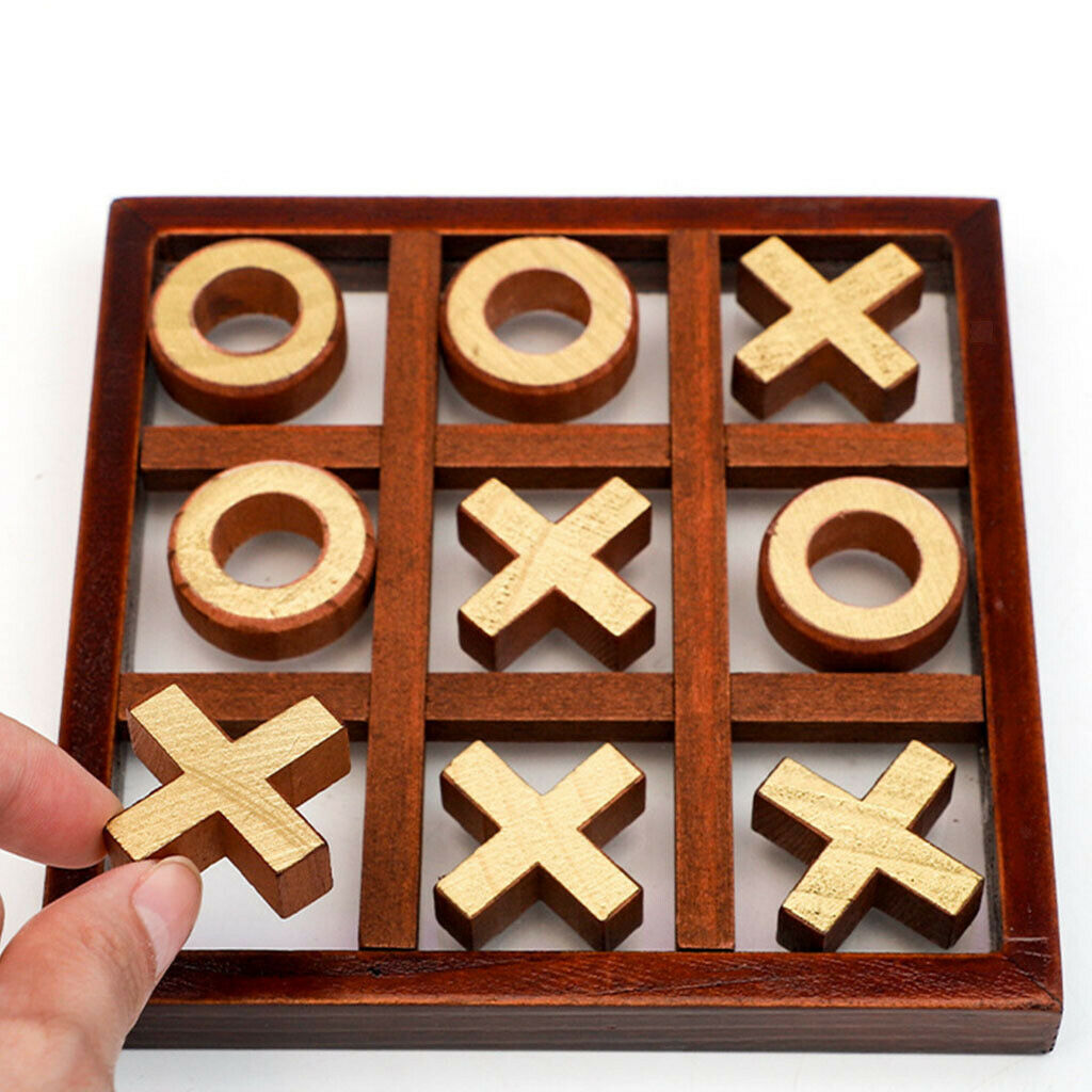 Travel Traditional Wood Tic Tac Toe Fun Intelligent Board Game XO Chess