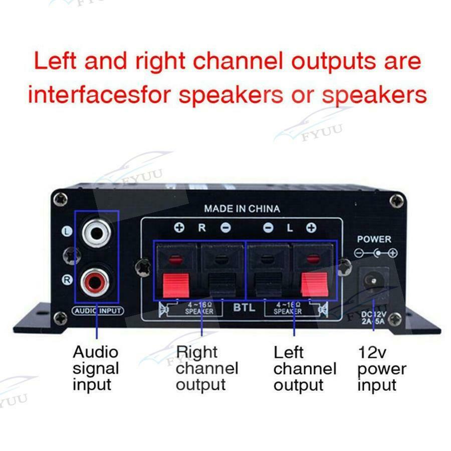 400W DC12V Dual Channel Mini HIFI AUX Power Amplifier with blue LED light