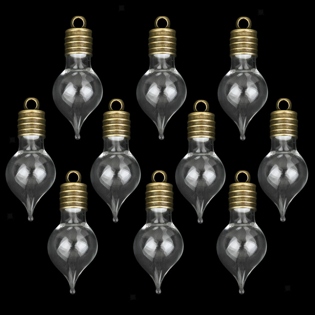 Mini Empty Glass Teardrop Pendant Charms Vials Wish Bottles 10Pcs Clear