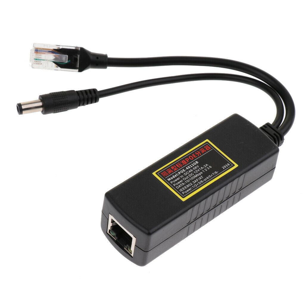 6x Active PoE Splitter Power Over Ethernet 48V to 12V for IEEE802.3af/at 24W