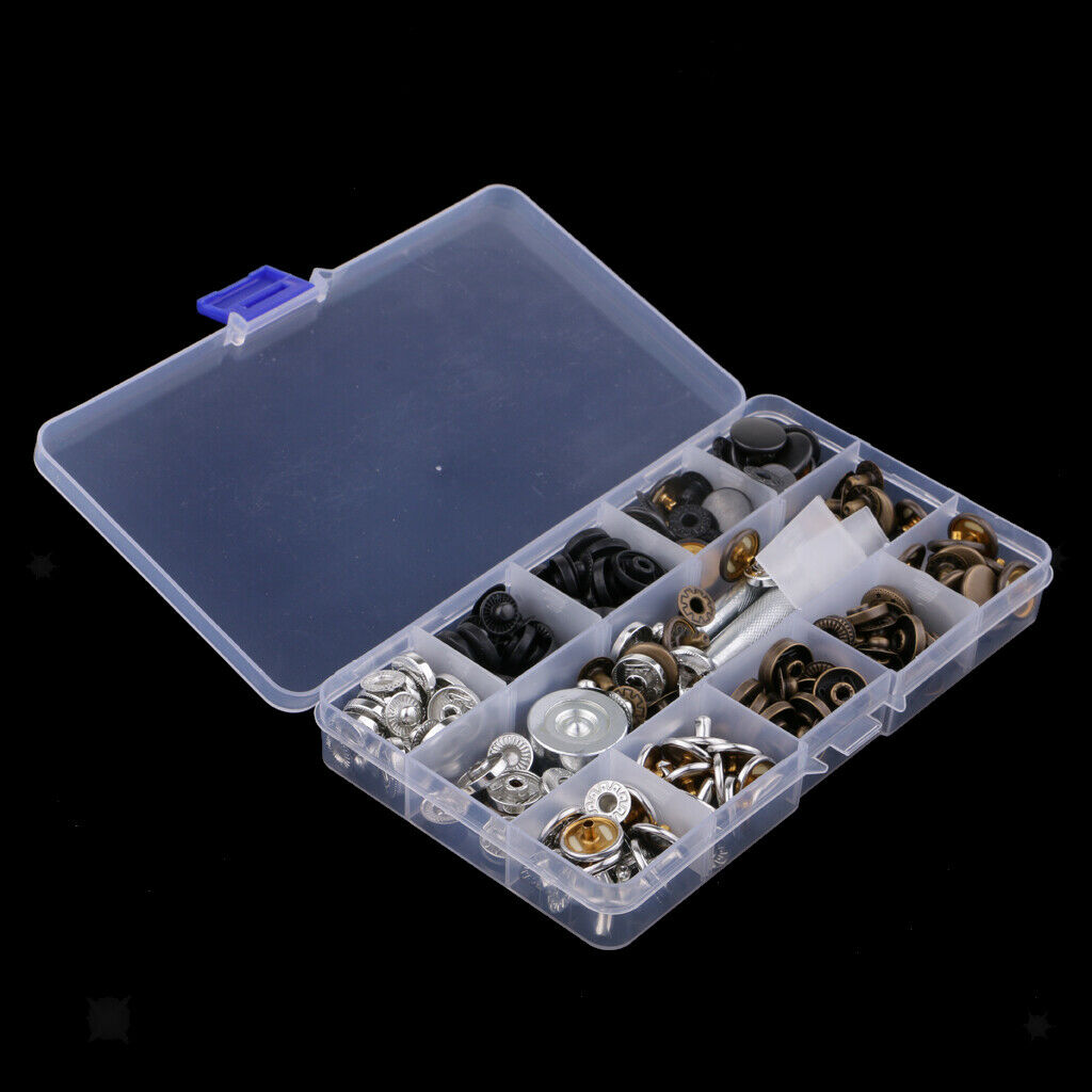 1 Boxed (60 Sets）Metal Fasteners Snap Buttons with Punch Set Tool for Leather