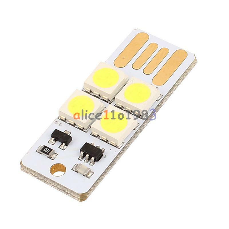 5PCS Bulb Card Lamp Keychain White Pocket Mini USB Touch switch 4LED Night Light