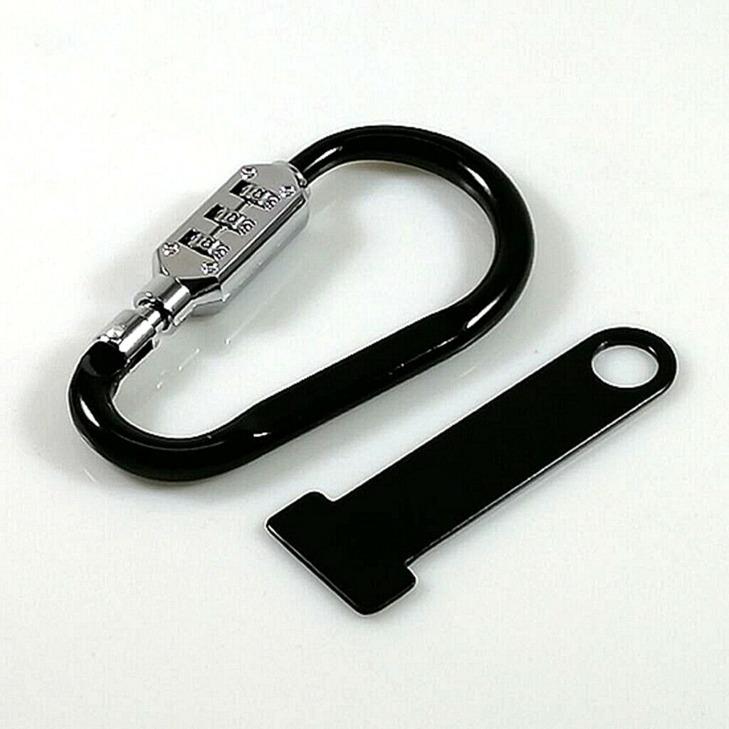 2pcs Black Motorcycle Scooter Anti-theft Open Face Helmet Lock Fastener + T-Bar