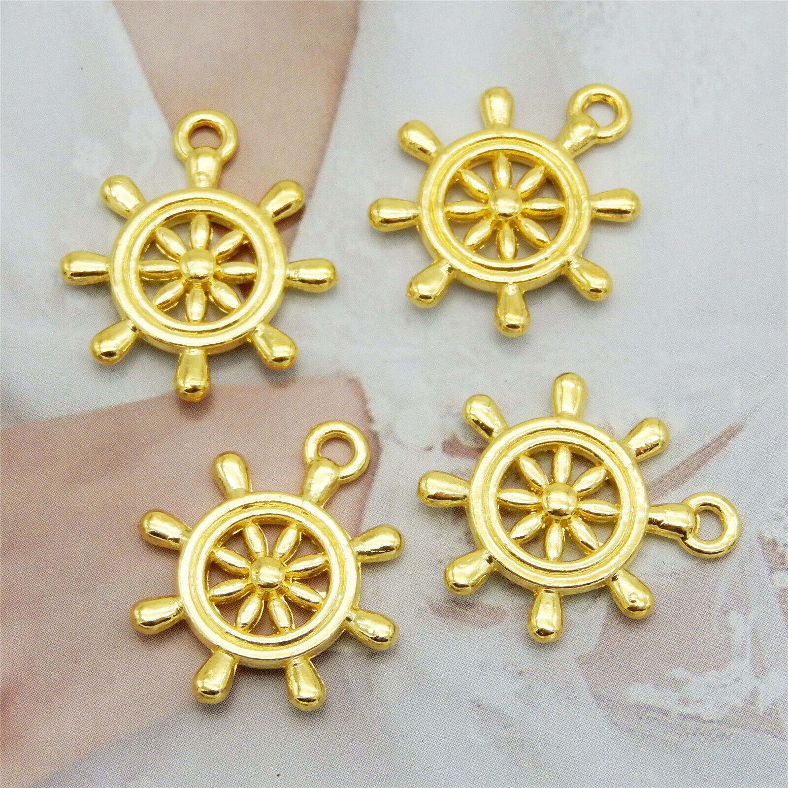 20 pcs Golden Rudder Charm Alloy Crafts For Bracelet Pendant Drop Dangle 23*20mm