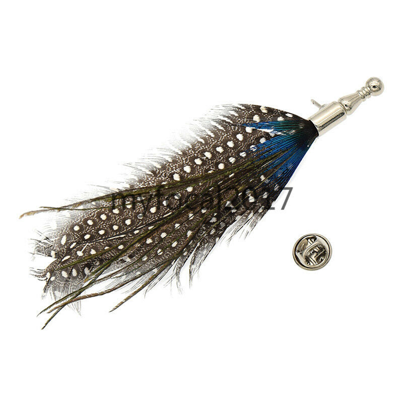 Mad Hatter Peacock Feather Brooch Pin Corsage Gentleman DIY Hat Accessories New