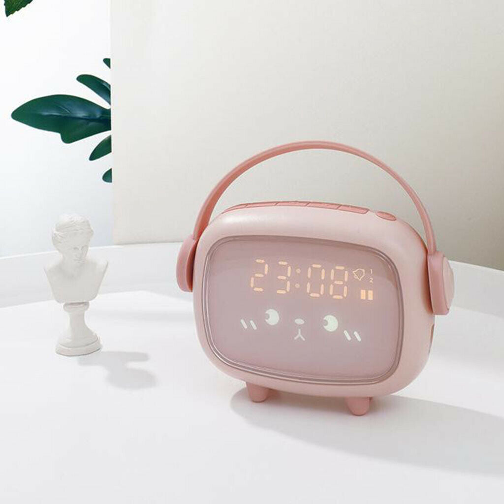 Kids  Alarm Clock Night Light  for Bedroom Children Sleep Trainer Pink