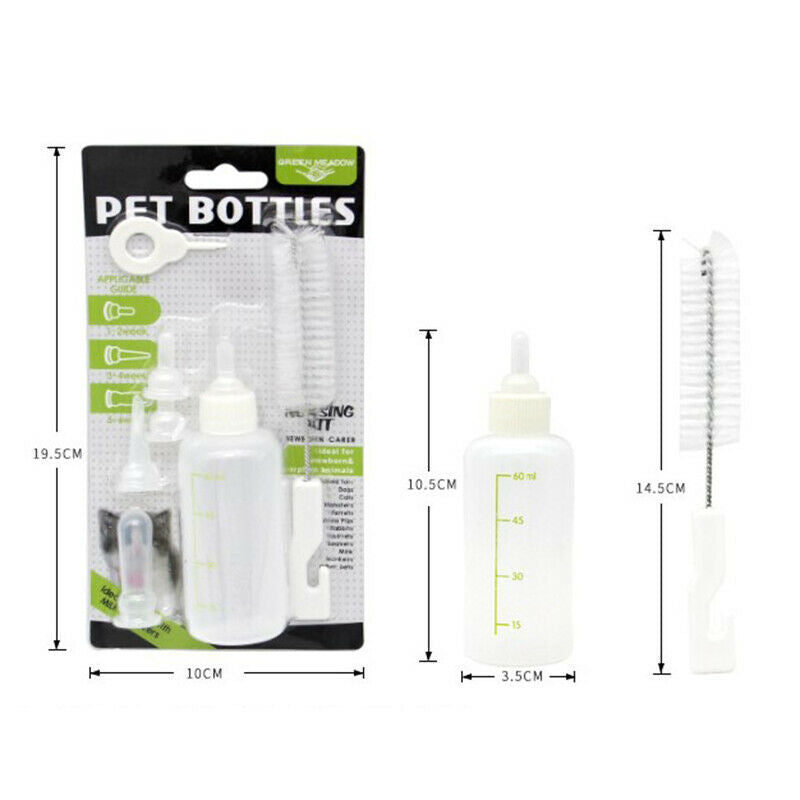 60ML Pet Dog Cat Milk Feeder with Cleaning Brush Newborn Cat Milk Feed.l8