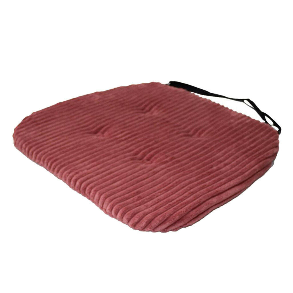 Stripe Cushion Square Cotton Chair Pads with Ties Soft Seat Pads Wine Red