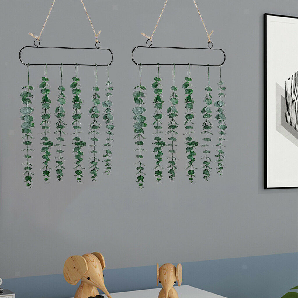 2Pcs Rustic Eucalyptus Leaves Wall Decor Greenery Boho Backdrop Decoration