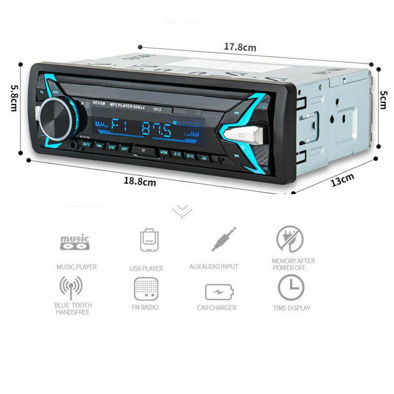 Single Din Car Stereo Bluetooth Radio Audio MP3 Player Media Device In-Dash Unit