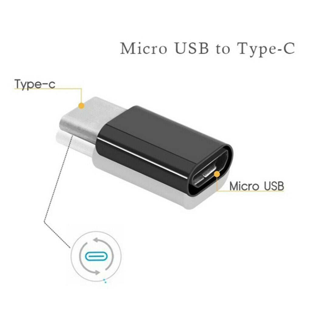 USB Type C OTG Adapter USB C to Micro USB Converter Connector, Alloy Black