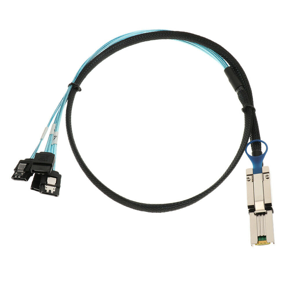 2X SFF 8088 Mini-SAS 26 Pin to 4X SATA Drive Converter Cable with Latch 1M