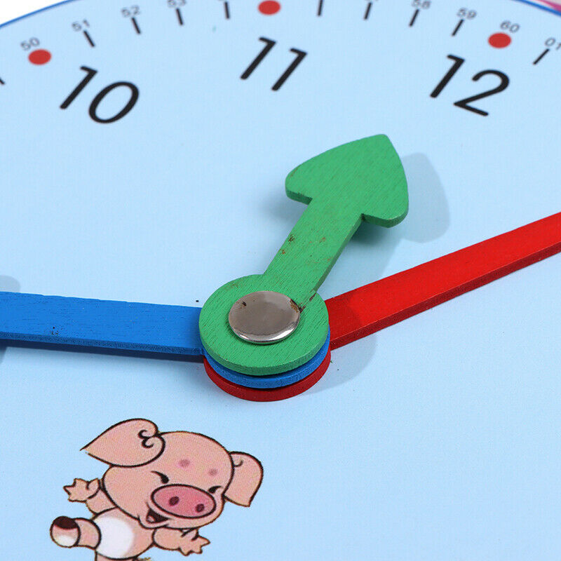 Wooden Cartoon Clock Teaching Aid Stationery Alarm Clock Puzzle T.l8