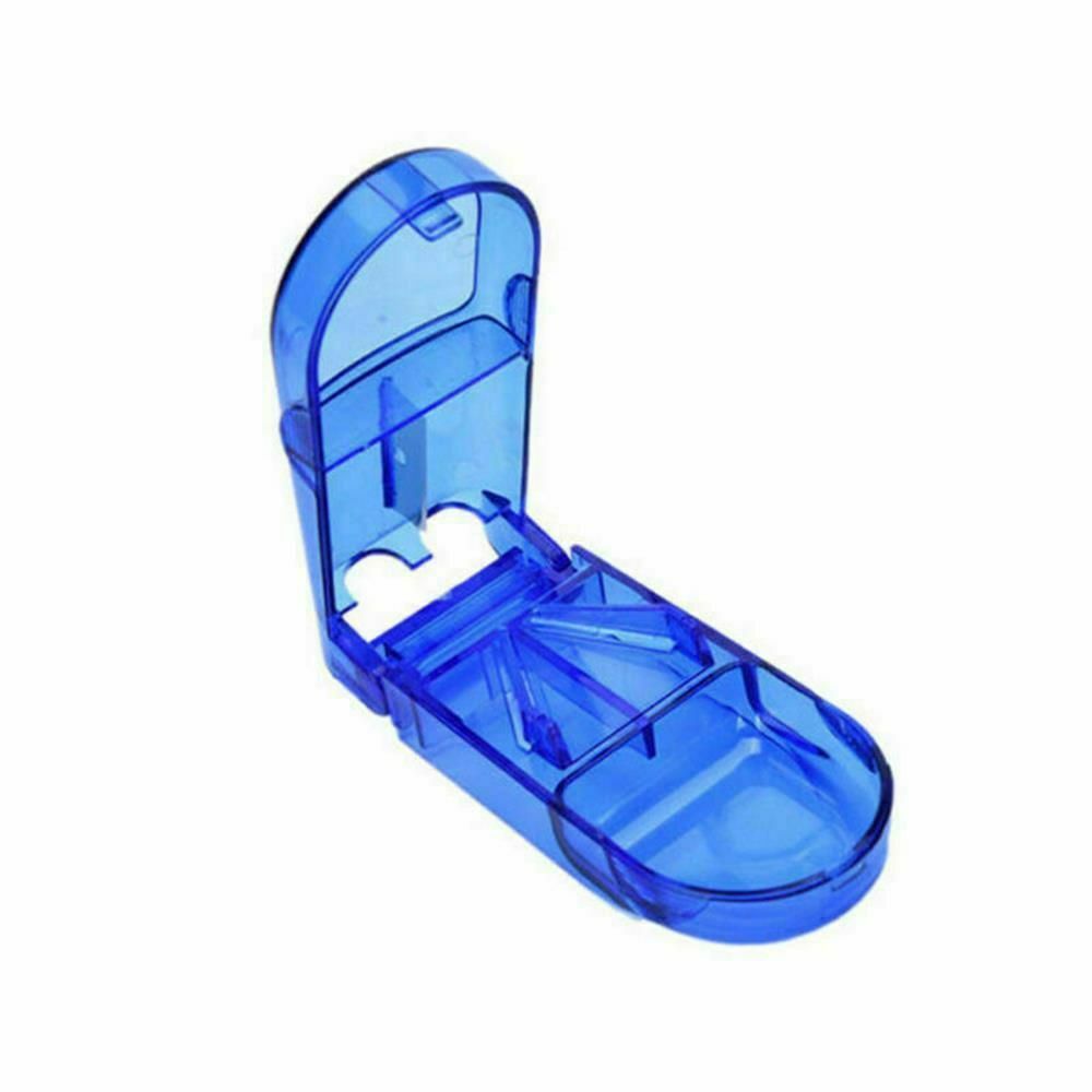 Pill Holder Plastic Pill Cutter Box Pill Splitter Stainless Steel Blade