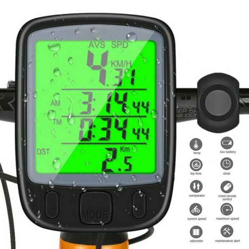 Waterproof LCD Digital Cycle Bicycle Backlight 536 Computer Speedometer Odometer