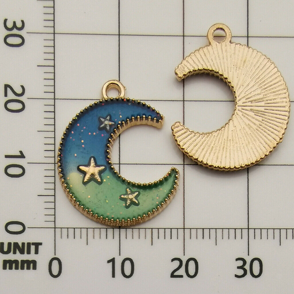 8pcs Star Moon Enamel Charms For Jewelry Making DIY Blue