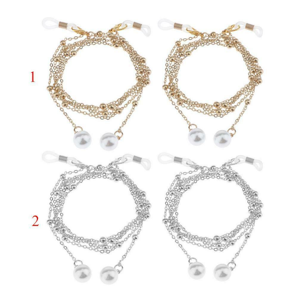 2 Packs Trendy Beaded Women Eyeglasses Chains Cord Retainer Spectacles Strap