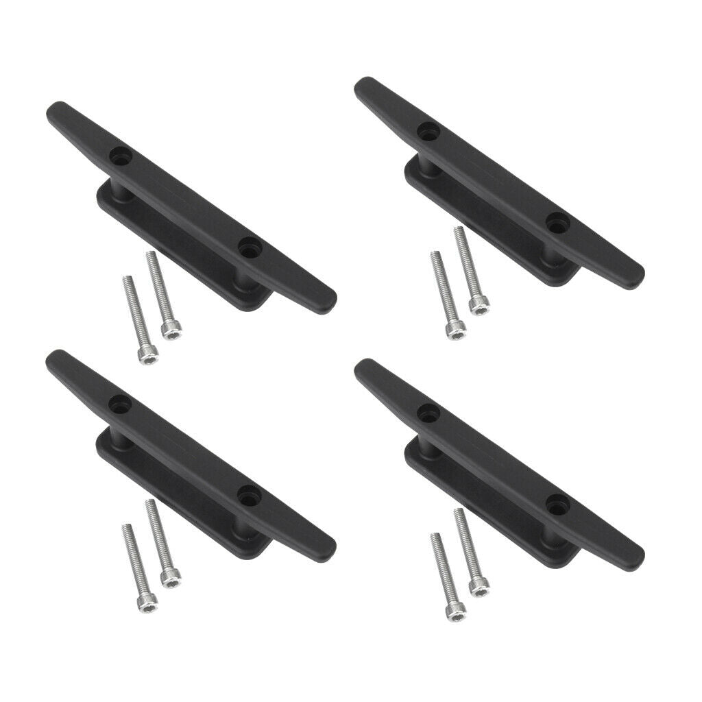 4 X Cleat with Screw Support Mooring Mooring for Boat And Kayak - Black