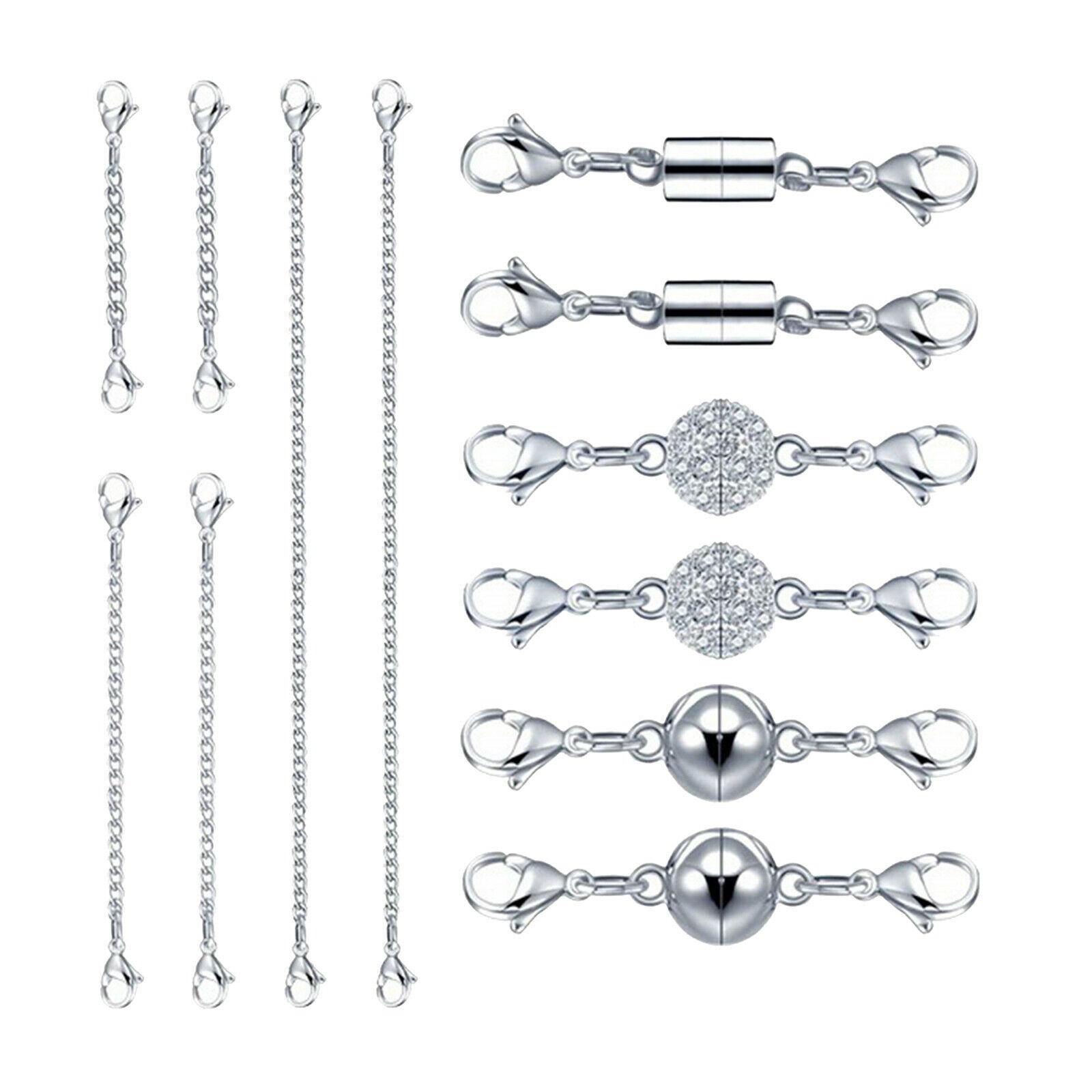 12Pcs Jewelry Necklace Magnetic Clasps Bracelet Chain Extenders Rhinestone