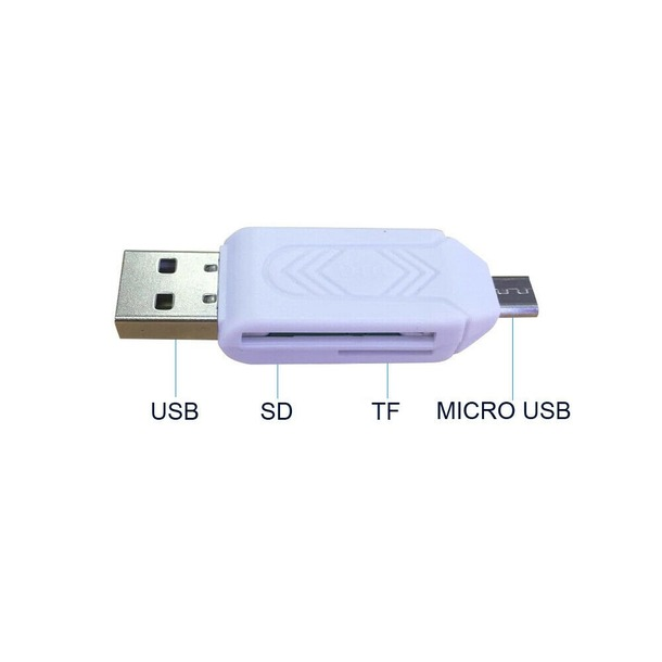 2in1 USB 2.0 Micro USB OTG SD/TF Flash Card Reader For Android Tablet PC White