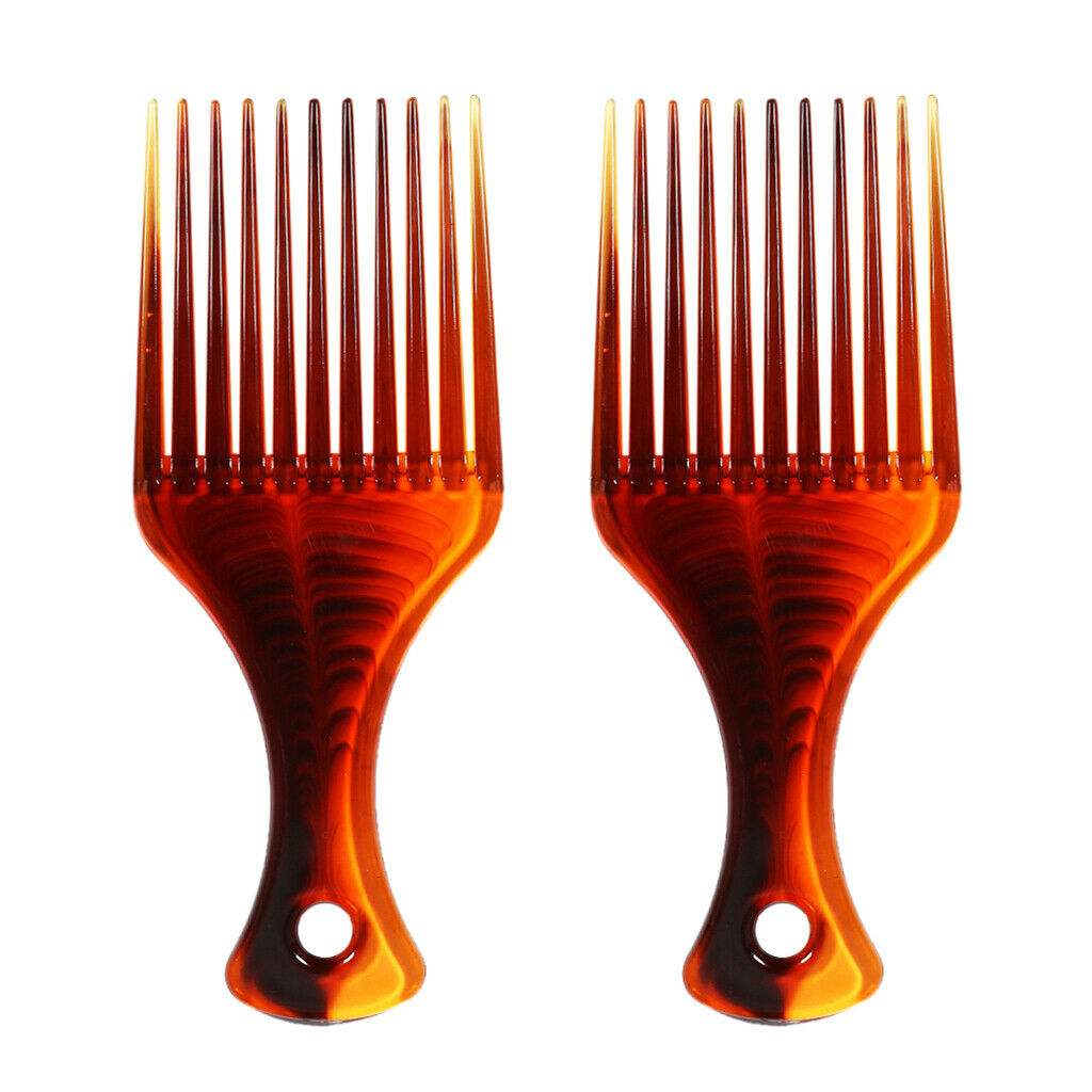 2x Long Handle Afro Pi Comb Hairdressing Sli Ba Hair Style Brush Tool