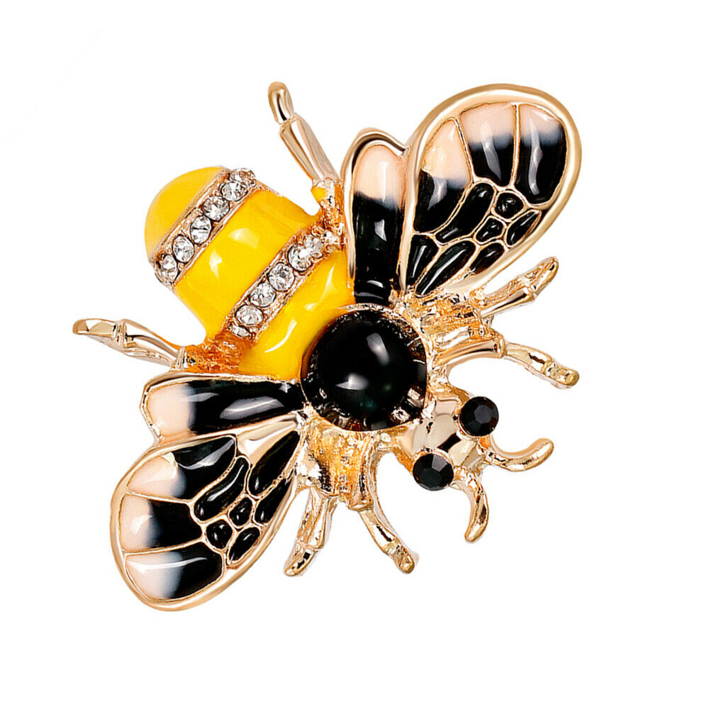 Classic Crystal Enamel Honeybee Insect Brooch Pin Wedding Party Jewelry