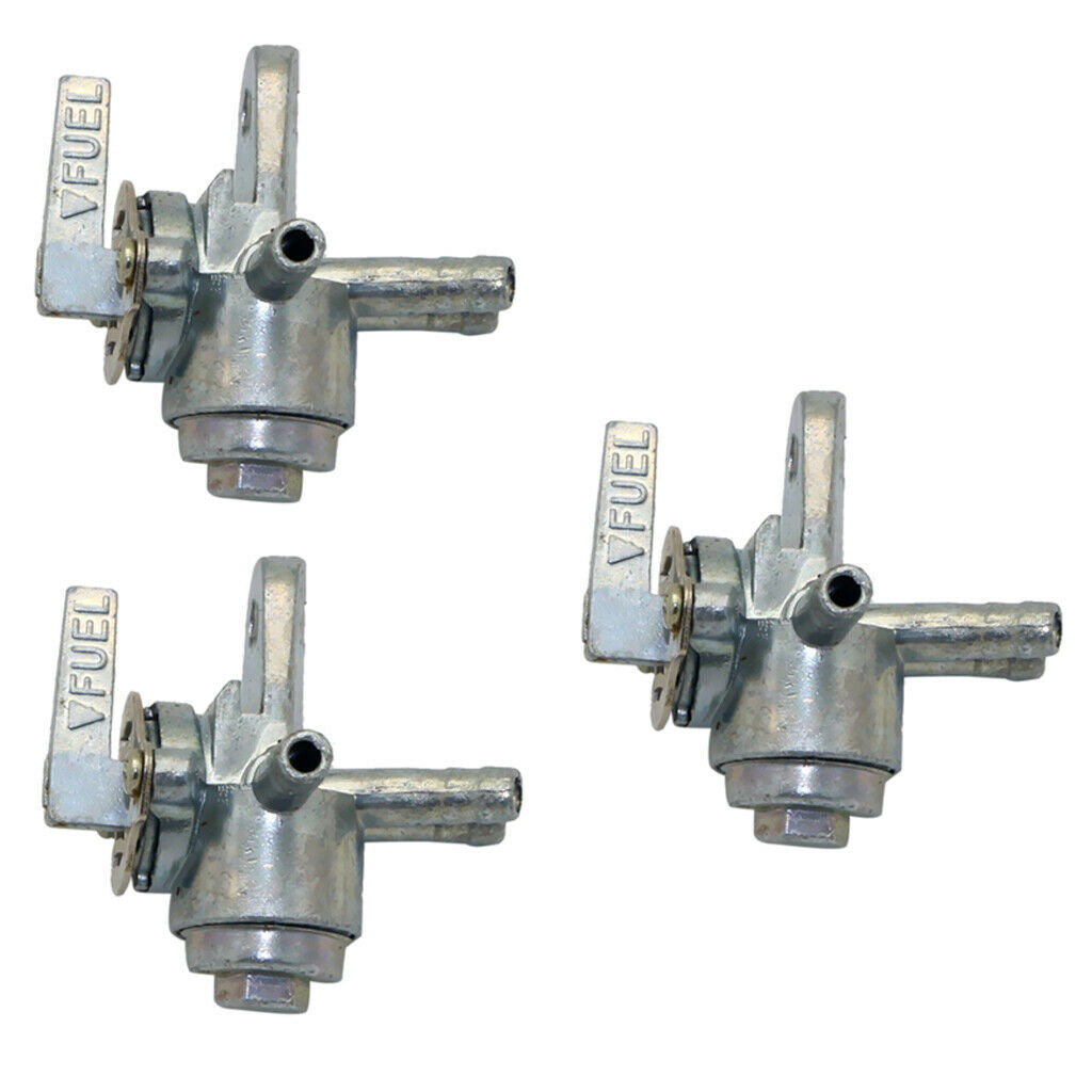 3x 3 Port Gas Fuel Petcock Tap Valve Switch for Motorcycles, Dirt Bikes, ATVs