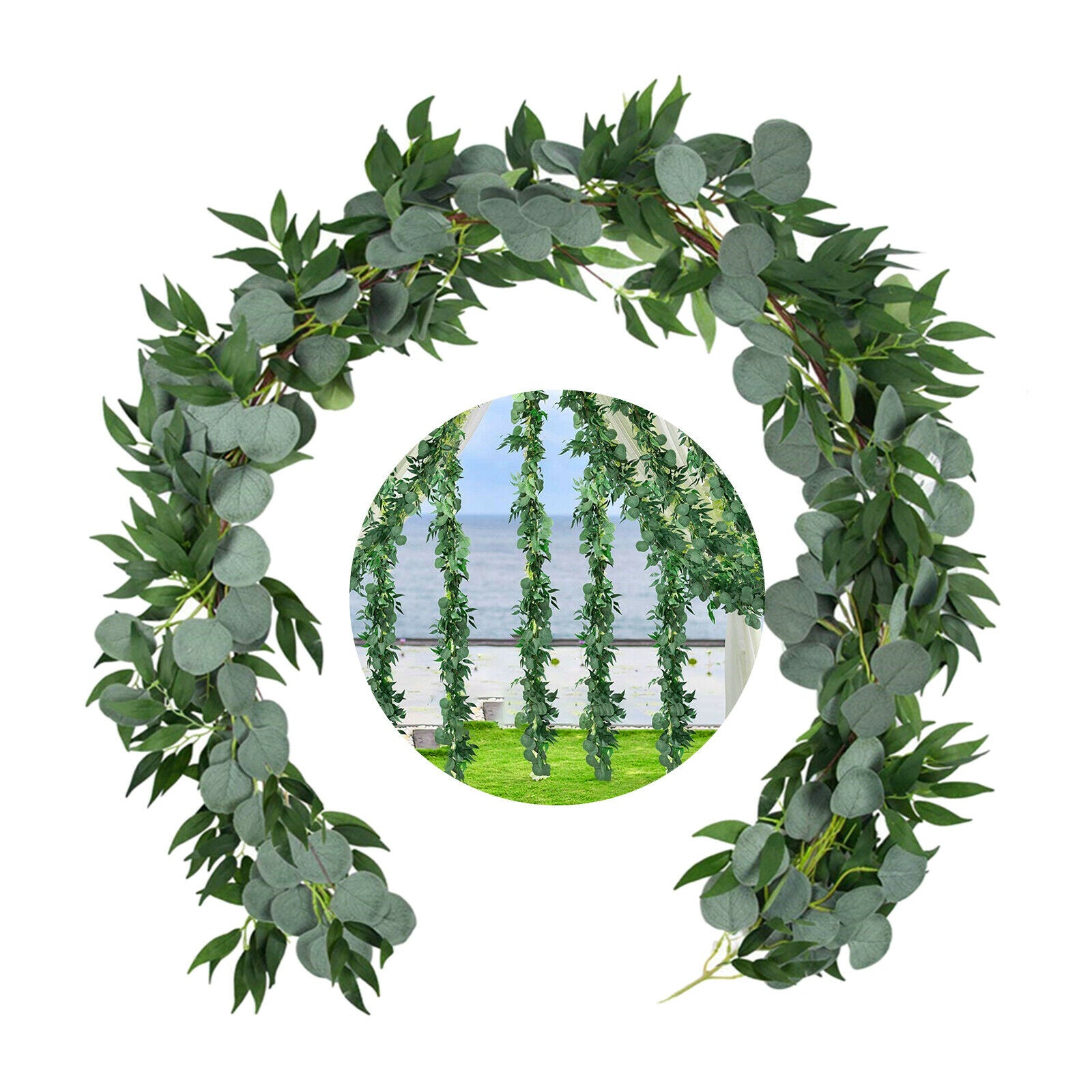 Faux Silk Eucalyptus Garland Vines Plant String Holiday Party Wall Decor