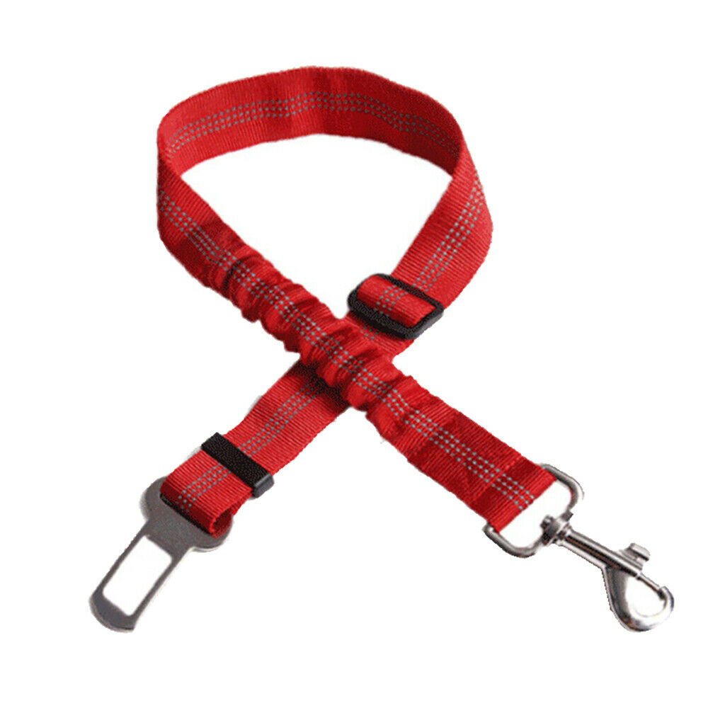 2 Pcs Adjustable Pet Cat Dog Car Seat Belt Nylon Leash For Pet Dog Red