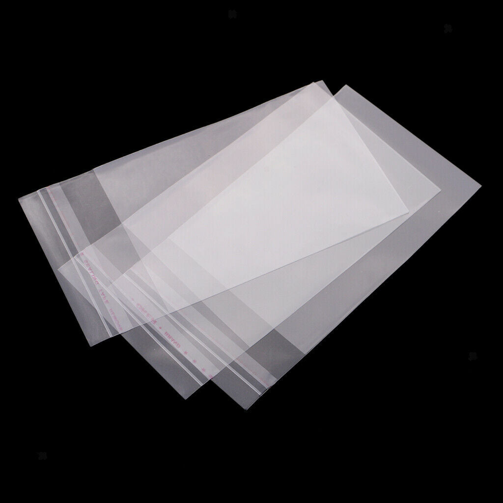 100pcs Clear Plastic Cellophane Bag Flat Bag with Adhesive
