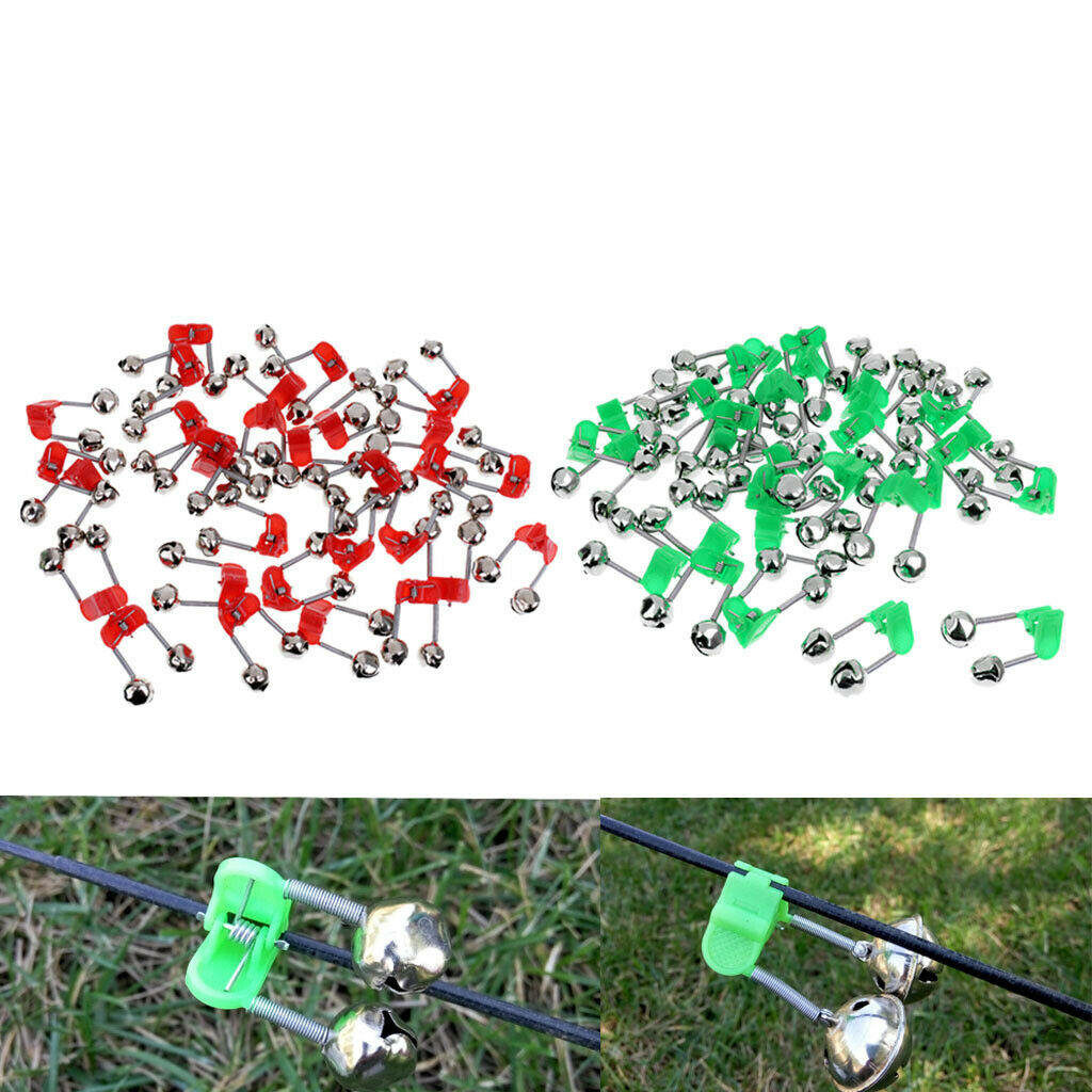 30Pcs Night Fishing Rods Clamp Tip Clip Rings   Bait Alarm Twin Bells