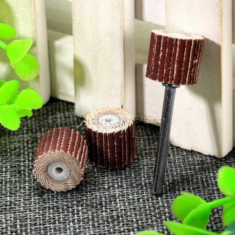 10Pcs 240 Grit 12X12mm Sanding Polishing Flap Head W 3mm Arbor for Power Rotary