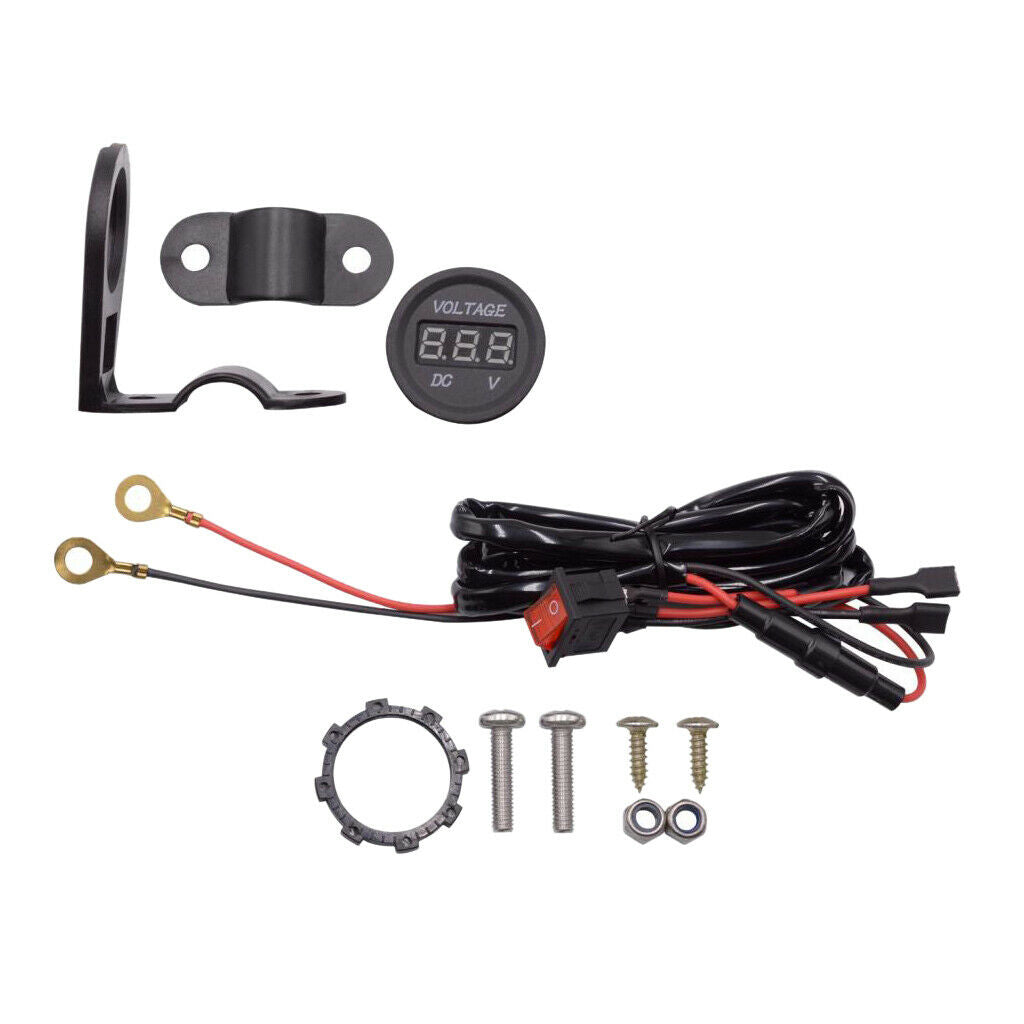 12-24V LED Digital Voltmeter With Motorcycle Accessory Switch